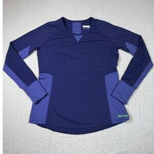 Marmot Women Large Blue Long Sleeve Knit Pullover Outdoor Athletic Hiking Shirt